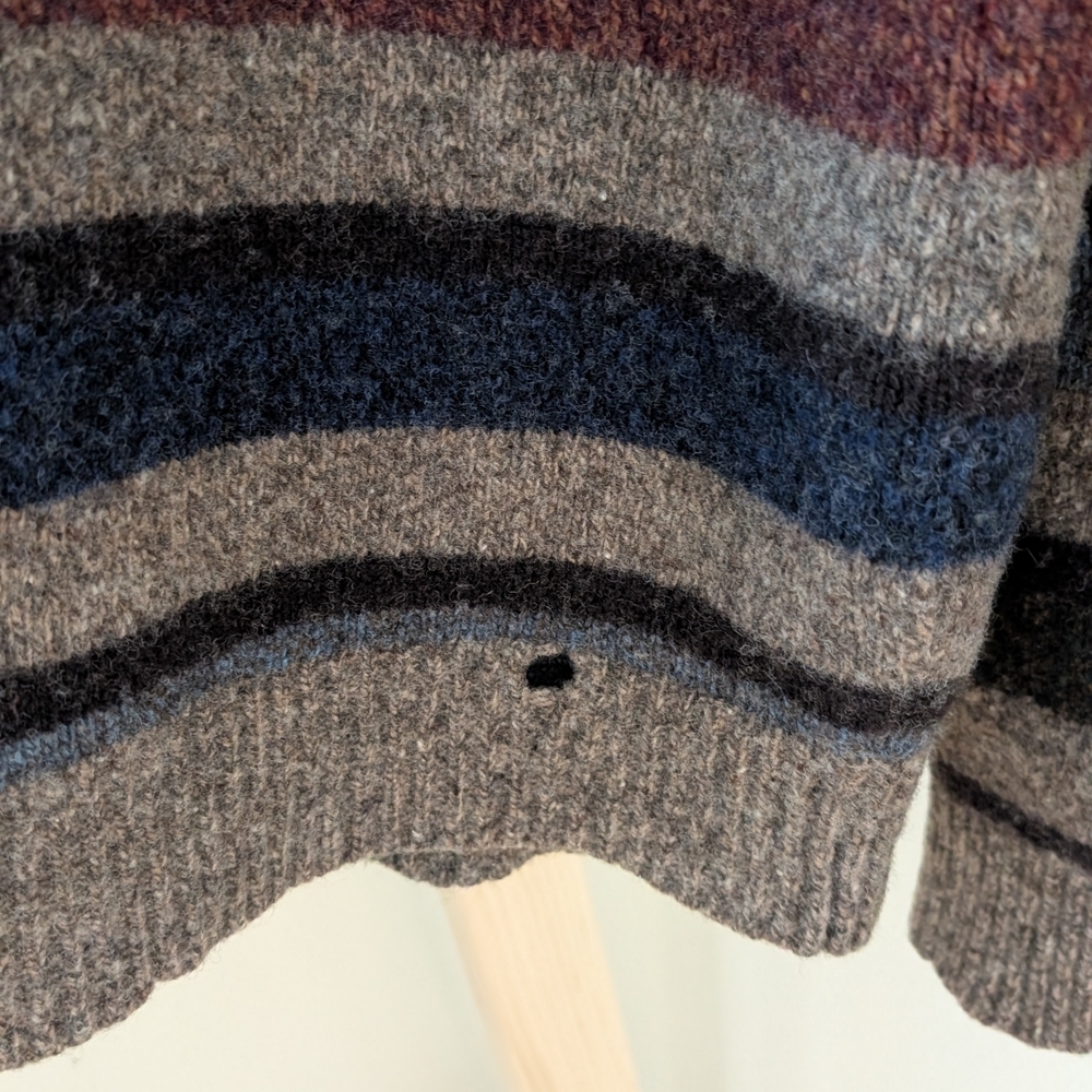 Vintage 90's Striped Textured Wool Crewneck Sweater In Oatmeal Tan - Picture 13 of 15